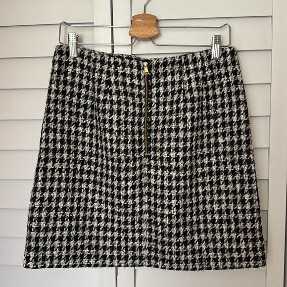 Loft Black and White Houndstooth Mini Shift Skirt Zipper Closure Size 6 - Picture 3 of 7